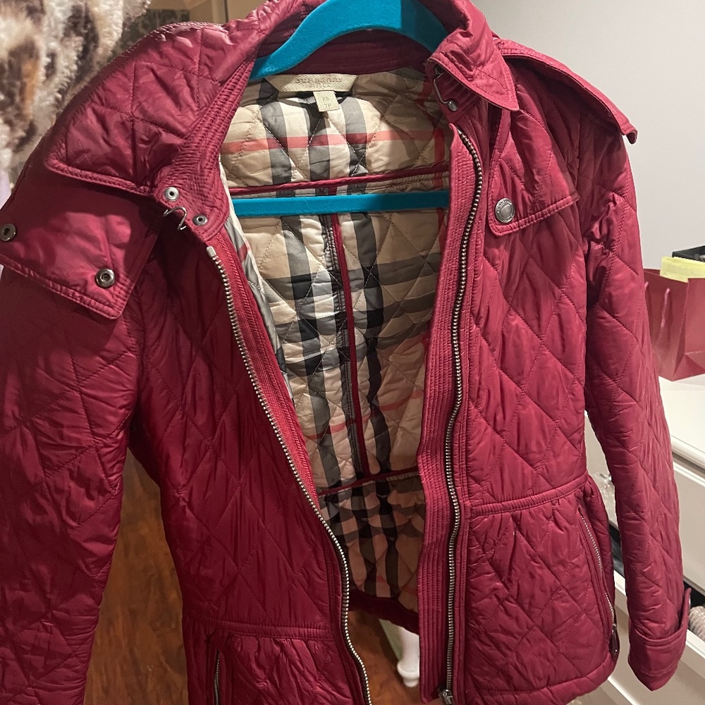 BURBERRY red quilted jacket